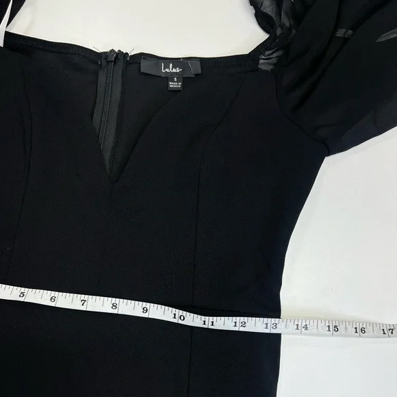 Lulu’s Oh The Drama Black Balloon Sleeve V-Neck Maxi Dress in Black Size Small - Picture 9 of 14